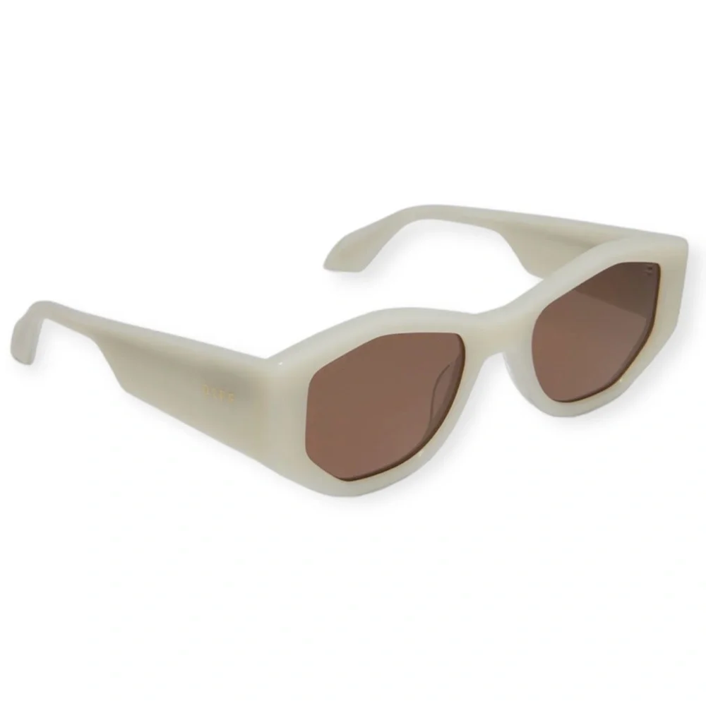 DIFF Zoe Sunglasses Meringue Frame Brown Lenses Geometric Shape NWT